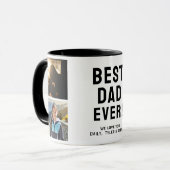 Beste papa ooit 4 foto collage Zwart Mok (Voorkant links)