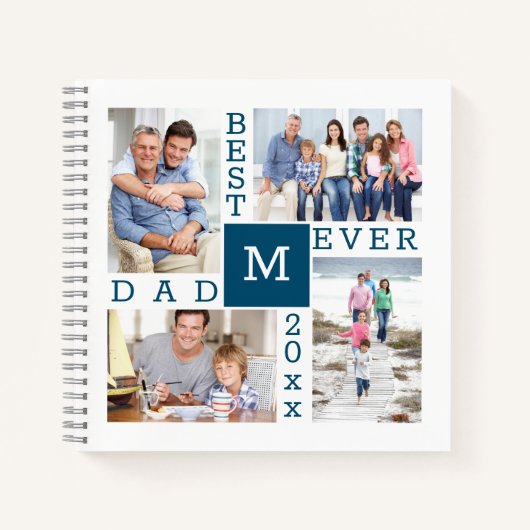Beste papa ooit 4 fotocollage monogram notitieboek (Voorkant)