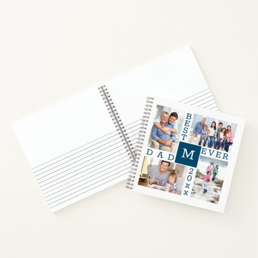 Beste papa ooit 4 fotocollage monogram notitieboek (Binnen)
