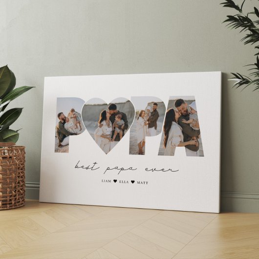 Beste Papa ooit 4 Fotocollage voor papa of opa Canvas Afdruk