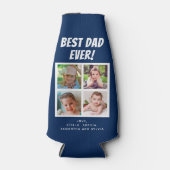 Beste papa ooit 4 foto's donkerblauw flesjeskoeler (Voorkant)