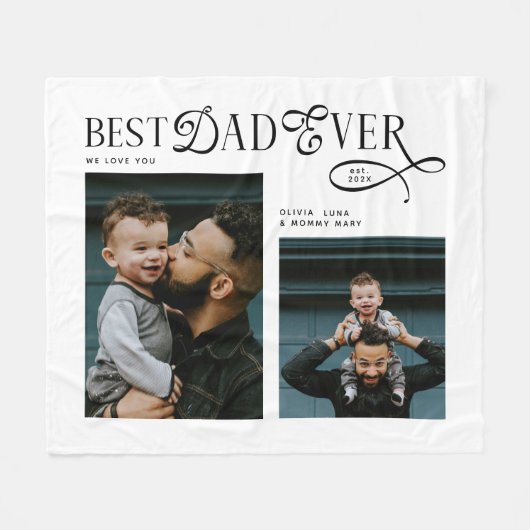 Beste papa ooit 4 foto's moderne vadersdaggeschenk fleece deken (Voorkant (Horizontaal))