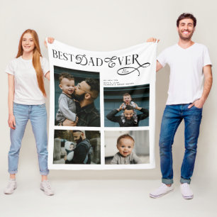 Beste papa ooit 4 foto's moderne vadersdaggeschenk fleece deken