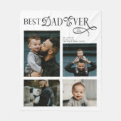 Beste papa ooit 4 foto's moderne vadersdaggeschenk fleece deken (Voorkant)