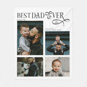 Beste papa ooit 4 foto's moderne vadersdaggeschenk fleece deken