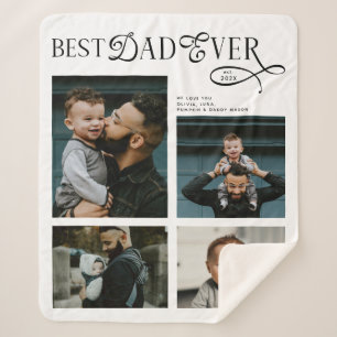 Beste papa ooit 4 foto's moderne vadersdaggeschenk sherpa deken