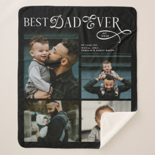 Beste papa ooit 4 foto's moderne vadersdaggeschenk sherpa deken