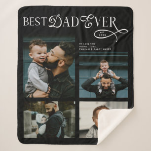 Beste papa ooit 4 foto's moderne vadersdaggeschenk sherpa deken