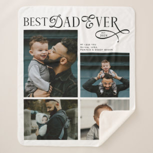 Beste papa ooit 4 foto's moderne vadersdaggeschenk sherpa deken