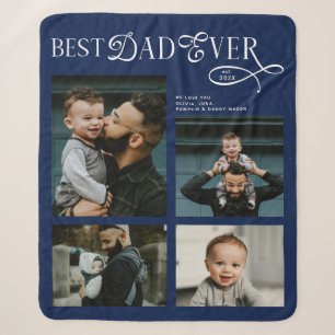 Beste papa ooit 4 foto's moderne vadersdaggeschenk sherpa deken