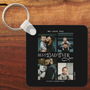 Beste papa ooit 4 foto's moderne vadersdaggeschenk sleutelhanger