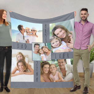 Beste papa ooit 5 Fotocollage Grijs Fleece Deken