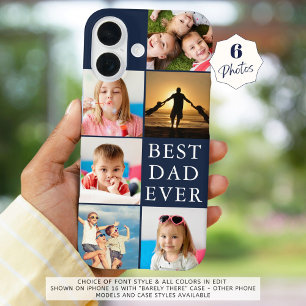 BESTE PAPA OOIT 6 Foto Collage Navyblauw iPhone 16 Hoesje