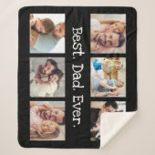 Beste papa ooit 6 fotocollage in zwart-wit sherpa deken (Voorkant)