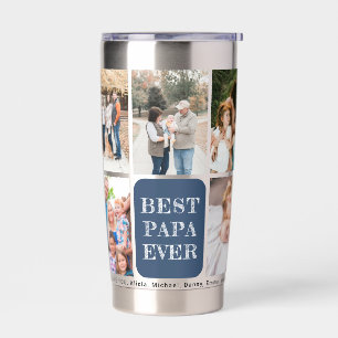 Beste papa ooit 9 foto collage gepersonaliseerd geïsoleerde drinkbeker