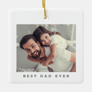Beste papa ooit Aan beide zijden foto eenvoudig Keramisch Ornament