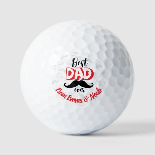 Beste papa ooit aangepast vadersdaggeschenk golfballen (Voorkant)