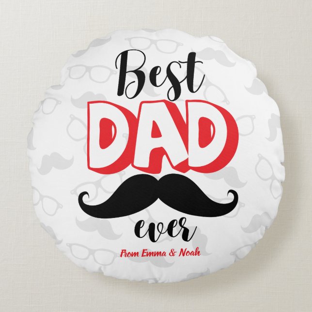Beste papa ooit aangepast vadersdaggeschenk rond kussen (Voorkant)