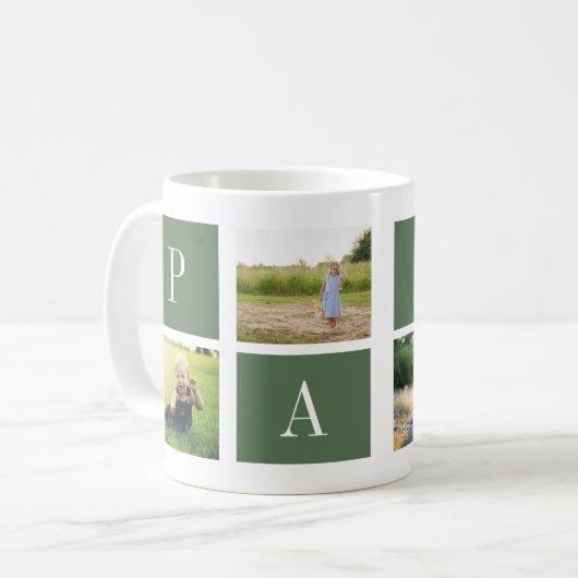 Beste papa ooit! Aangepaste 4-foto collage Mok (Voorkant links)