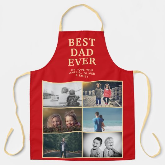 Beste papa ooit Aangepaste 6 foto collage Schort (Voorkant)