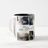 "Beste papa ooit! Aangepaste 8-foto Vaderdag Mok" Tweekleurige Koffiemok (Voorkant links)