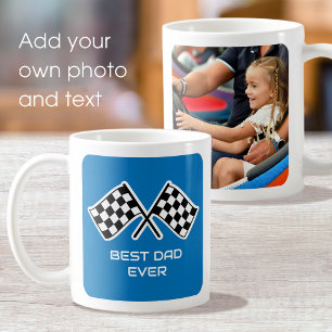 Beste Papa Ooit Aangepaste Foto Auto Vlaggen Blauw Koffiemok