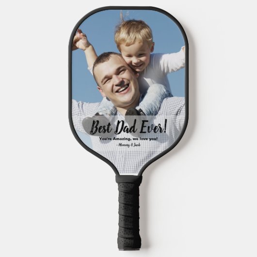 Beste papa ooit Aangepaste foto bericht namen Pickleball Paddle (Voorkant)