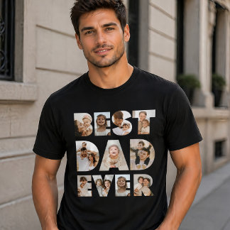 Beste papa ooit Aangepaste foto collage Vaderdag T-shirt
