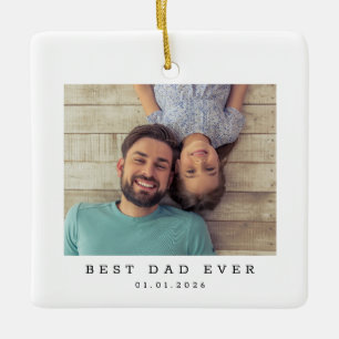 Beste papa ooit aangepaste foto eenvoudig keramisch ornament