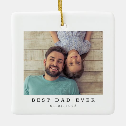 Beste papa ooit aangepaste foto eenvoudig keramisch ornament (Voorkant)