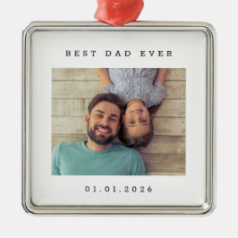 Beste papa ooit aangepaste foto eenvoudig metalen ornament