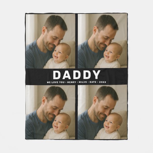 Beste papa ooit Aangepaste foto | Gepersonaliseerd Fleece Deken (Voorkant)