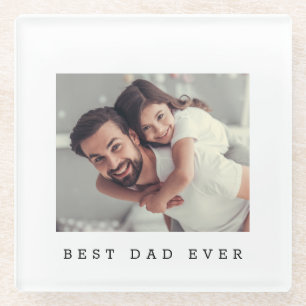 Beste papa ooit Aangepaste foto Gepersonaliseerd  Glazen Onderzetter