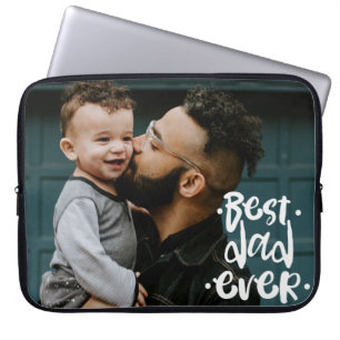 Beste papa ooit aangepaste foto vaderdag cadeau laptop sleeve