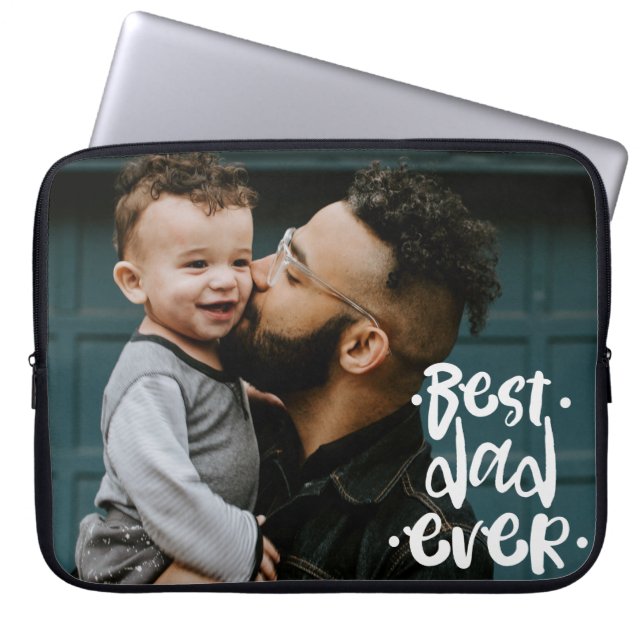 Beste papa ooit aangepaste foto vaderdag cadeau laptop sleeve (Voorkant)