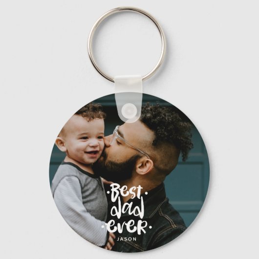 Beste Papa Ooit Aangepaste Foto Vaderdag Cadeau Na Sleutelhanger (Voorkant)
