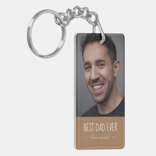 Beste papa ooit aangepaste foto Vaderdag cadeau Sleutelhanger (Voorkant Links)