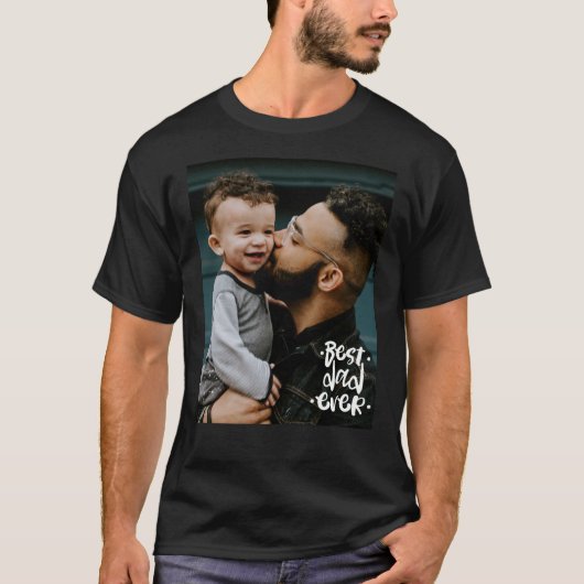 Beste papa ooit aangepaste foto vaderdag cadeau t-shirt (Voorkant)