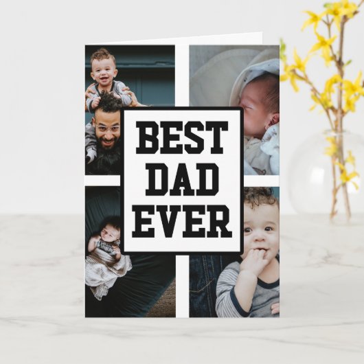 Beste papa ooit aangepaste foto vadersdagkaart kaart (Gele Bloem)