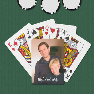 Beste papa ooit aangepaste foto wit script pokerkaarten