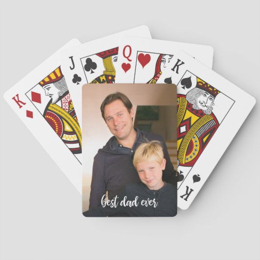 Beste papa ooit aangepaste foto wit script pokerkaarten (Achterkant)