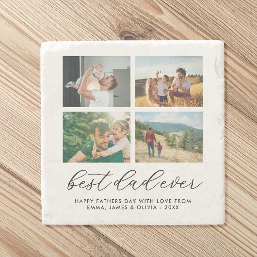 Beste papa ooit aangepaste fotocollage stenen onderzetter