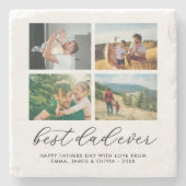 Beste papa ooit aangepaste fotocollage stenen onderzetter (Voorkant)