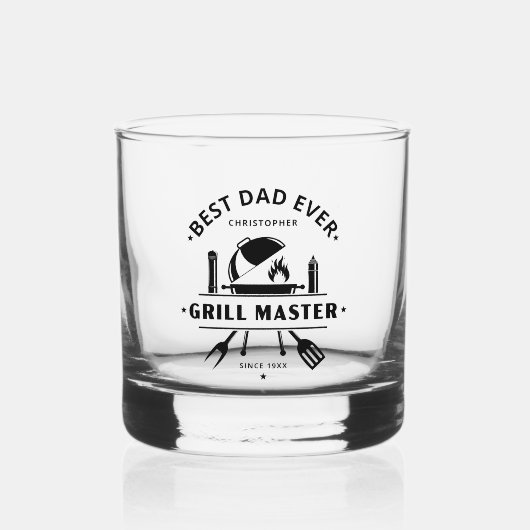 Beste Papa Ooit | Aangepaste Grill Master Whiskey Whisky Glas (Voorkant)