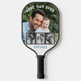 Beste papa ooit aangepaste multi-foto collage pickleball paddle