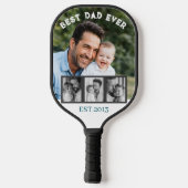 Beste papa ooit aangepaste multi-foto collage pickleball paddle (Achterkant)
