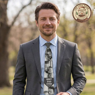 Beste papa ooit aangepaste multi-foto collage stropdas