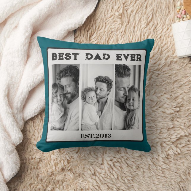Beste papa ooit Aangepaste multi-fotocollage Kussen (Deken)