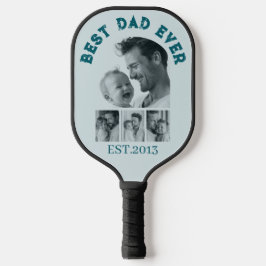 Beste papa ooit aangepaste multi-fotocollage pickleball paddle