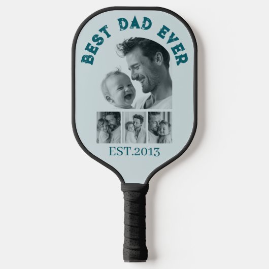 Beste papa ooit aangepaste multi-fotocollage pickleball paddle (Voorkant)
